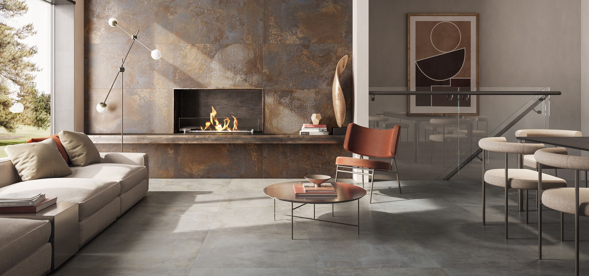 Kaminverkleidung mit XXL-Fliesen