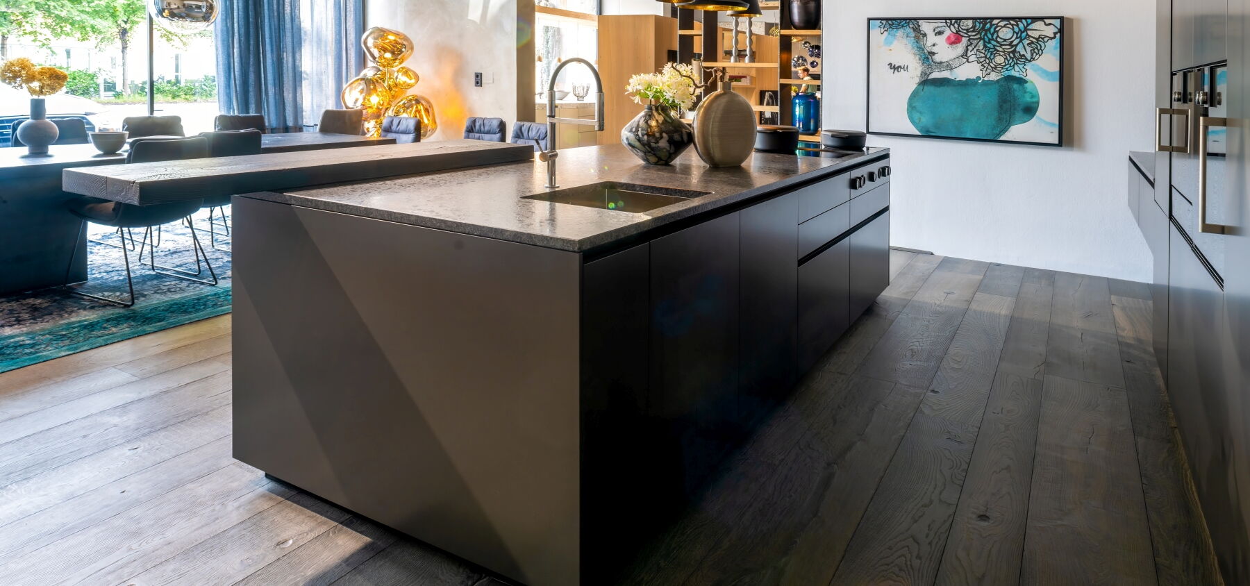 Kücheninsel steel grey